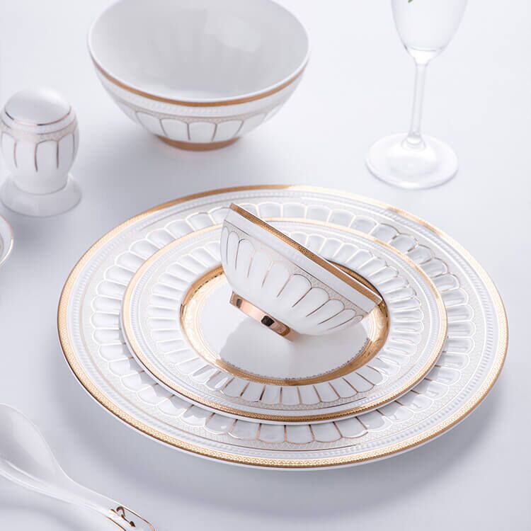 Gold Rim Bone China Dinnerware - Roman Times 